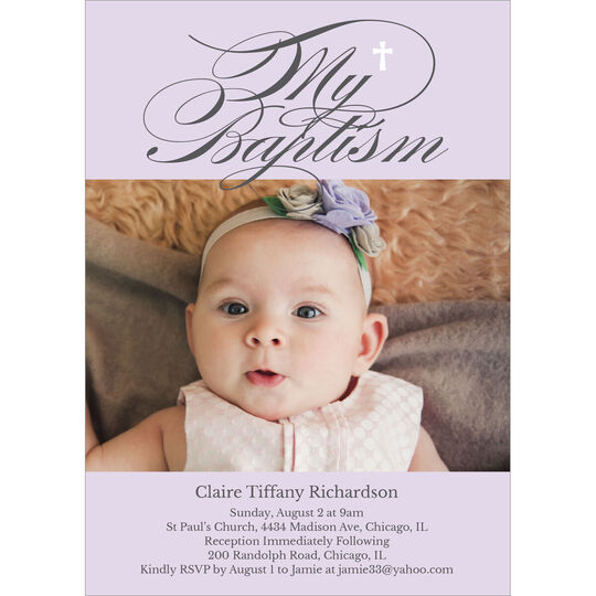 Lavender My Baptism Photo Invitations